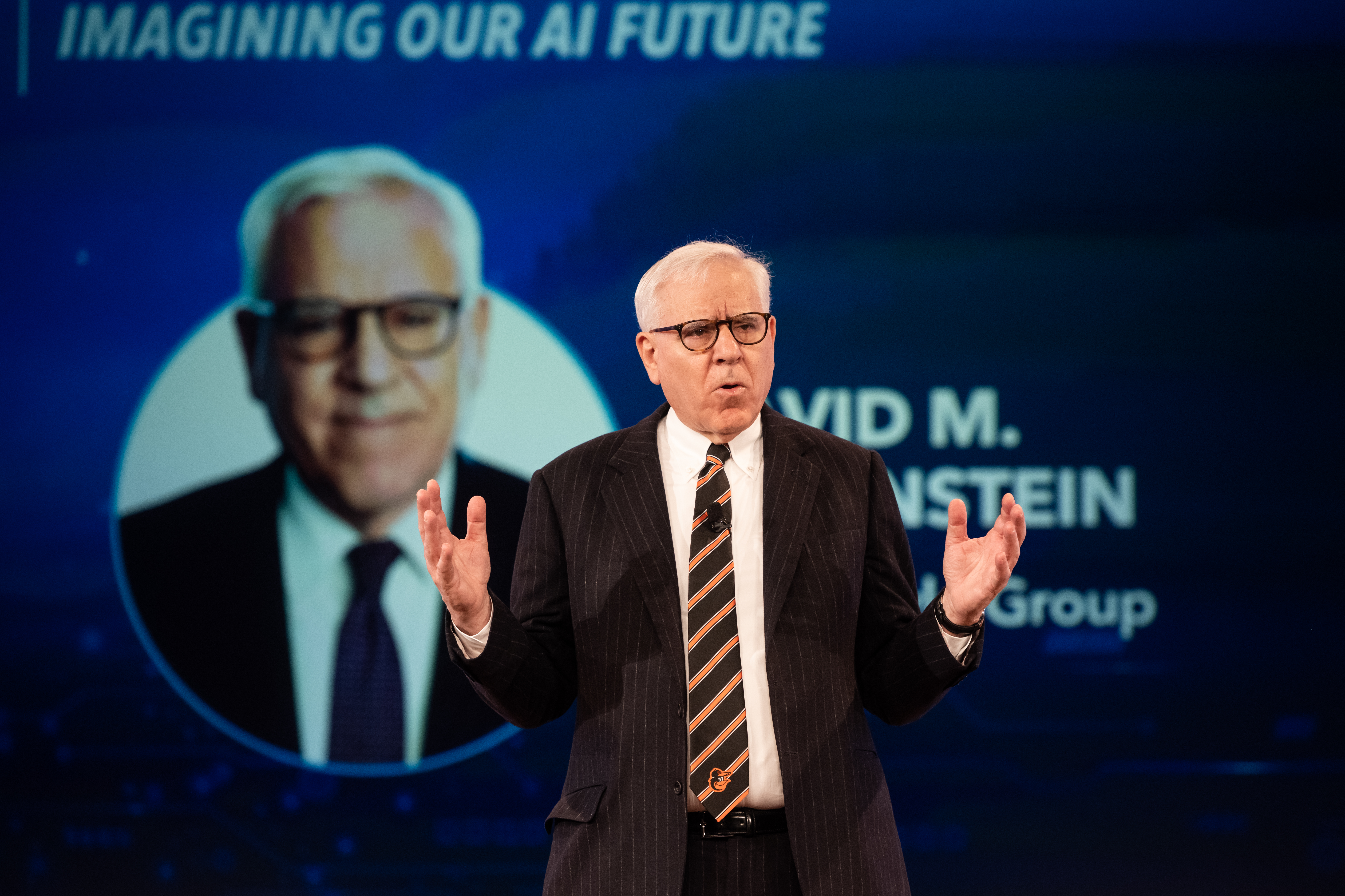 David Rubenstein giving the keynote presentation